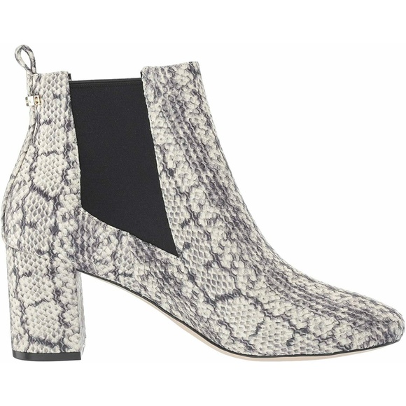 Cole Haan Nitasha Python Gray Leather Bootie Snake Ankle Chelsea Block Heel Boot - Picture 2 of 12